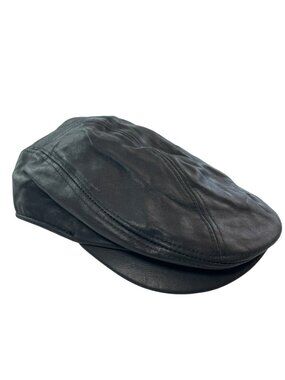 Black Genuine Leather Newsboy Cap Peeky Blinders One Size NEW W/OUT TAGS
